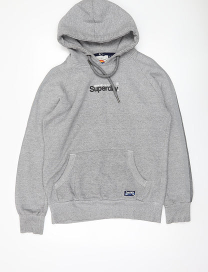 Superdry Men’s Grey Hoodie, L, Pullover Logo Design