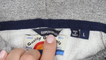 Superdry Men’s Grey Hoodie, L, Pullover Logo Design