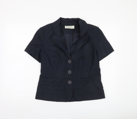 Classics Women's Navy Blue Short Sleeve Blazer Size 12