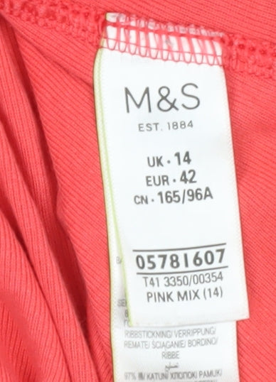 Womens UK Size 14 Marks and Spencer Pink Basic T-Shirt