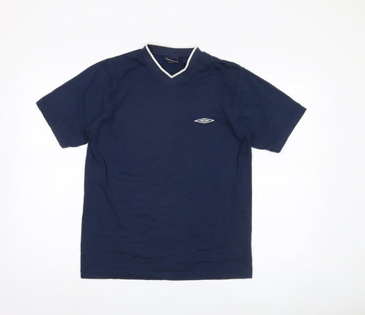 Umbro Men's Blue V-Neck T-Shirt, Size S