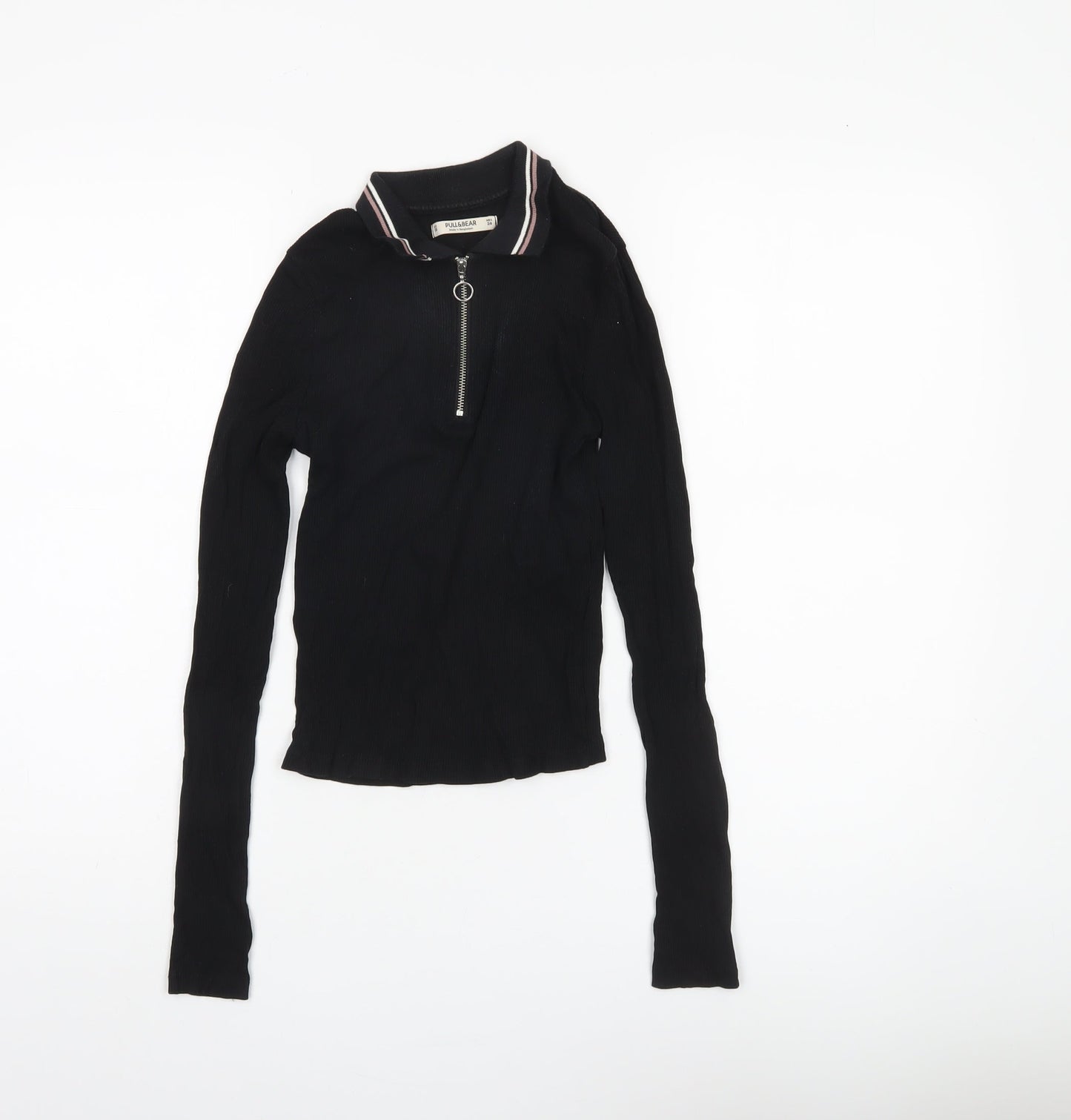 Womens UK Size XS Pull&Bear Black Jersey Blouse