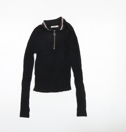 Womens UK Size XS Pull&Bear Black Jersey Blouse