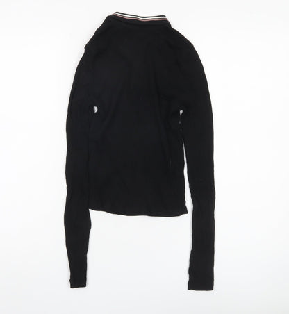 Womens UK Size XS Pull&Bear Black Jersey Blouse