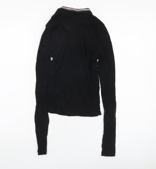 Womens UK Size XS Pull&Bear Black Jersey Blouse