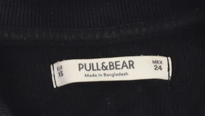 Womens UK Size XS Pull&Bear Black Jersey Blouse