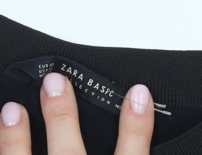 Womens UK Size XS Zara Black Basic Blouse