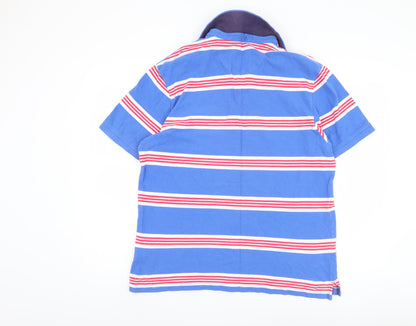 Marks and Spencer Men's Blue Striped Polo L