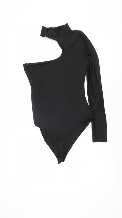 Nasty Gal Women's Black Asymmetric Bodysuit Size 6