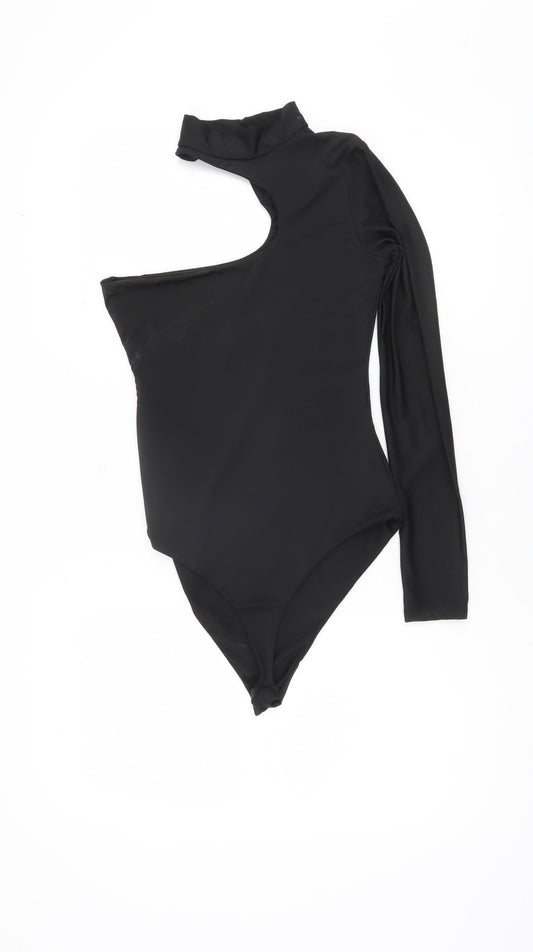 Nasty Gal Women's Black Asymmetric Bodysuit Size 6