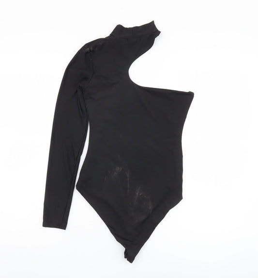 Nasty Gal Women's Black Asymmetric Bodysuit Size 6