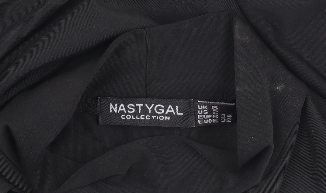 Nasty Gal Women's Black Asymmetric Bodysuit Size 6