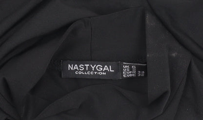 Nasty Gal Women's Black Asymmetric Bodysuit Size 6