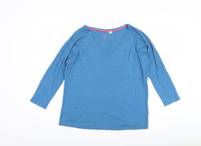 Boden Women's Blue V-Neck T-Shirt, Size S - Casual Classic