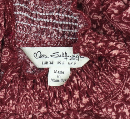 Miss Selfridge Women's Red Floral A-Line Dress, Size 6