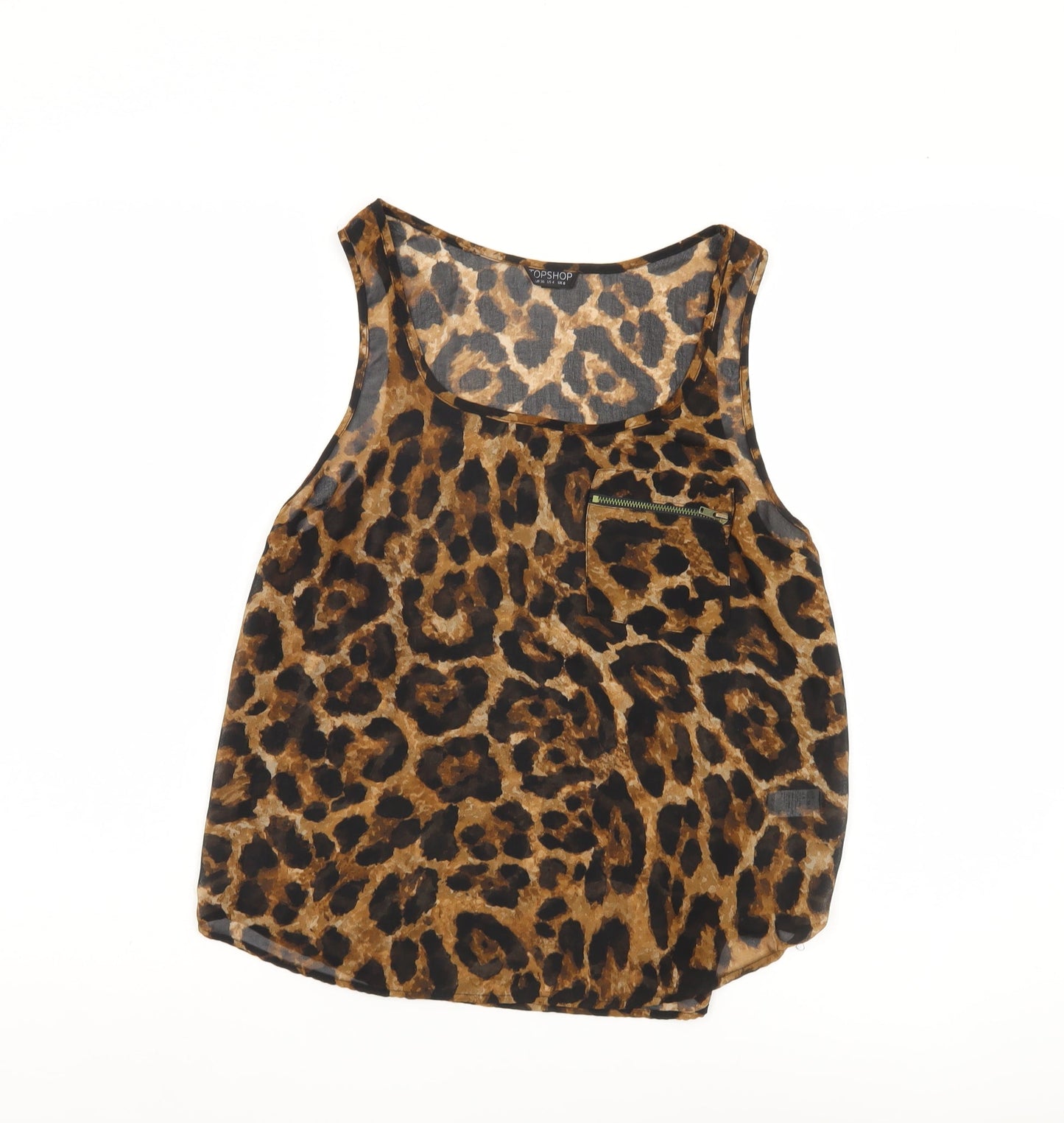 Womens UK Size 8 Topshop Brown Basic Tank