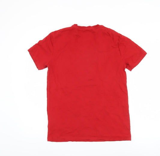 Quiksilver Men's Red Cotton T-Shirt M Crew Neck Logo