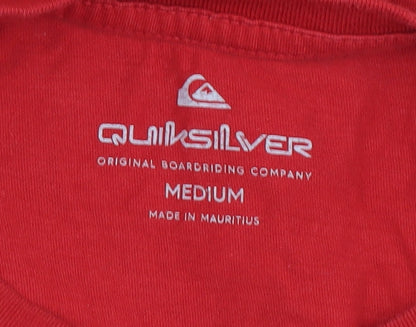 Quiksilver Men's Red Cotton T-Shirt M Crew Neck Logo
