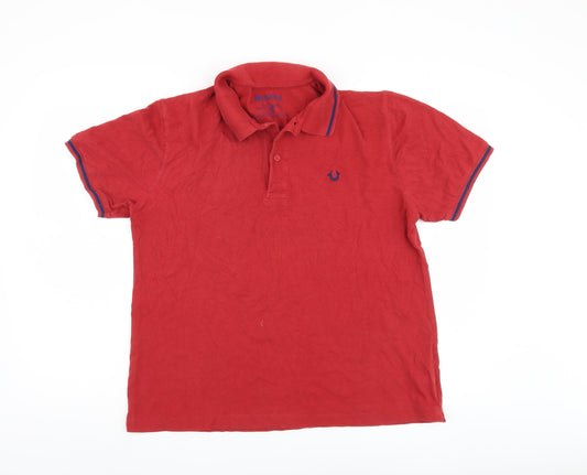 True Religion Red Men's Polo Shirt, Size L, Collared