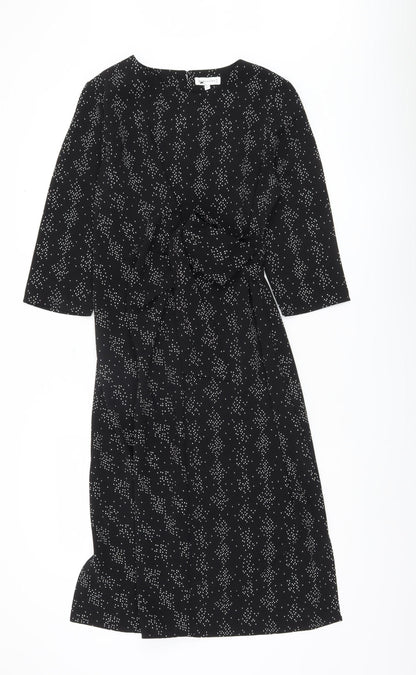Warehouse Women's Black Geometric Knee Dress Size 10