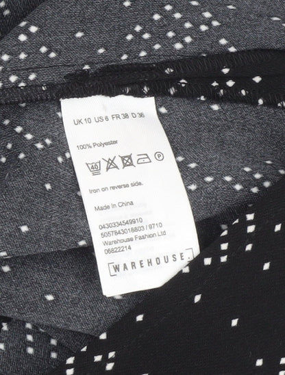 Warehouse Women's Black Geometric Knee Dress Size 10