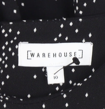 Warehouse Women's Black Geometric Knee Dress Size 10