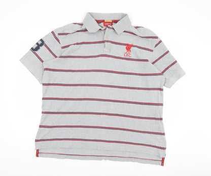Liverpool FC Men's Grey Striped Polo XXL