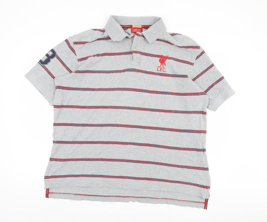 Liverpool FC Men's Grey Striped Polo XXL