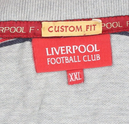 Liverpool FC Men's Grey Striped Polo XXL