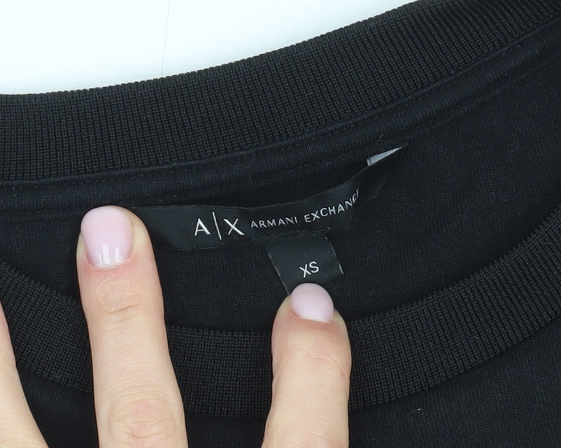 Armani Exchange Boys Black XS Graphic Crew Neck Sweatshirt