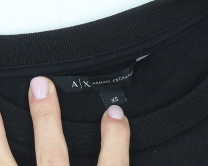 Armani Exchange Boys Black XS Graphic Crew Neck Sweatshirt