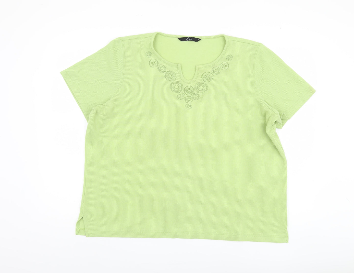 Bm collection Women's Green Embroidered T-Shirt - L