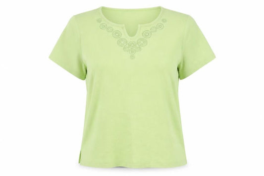 Bonmarché Women's Green Embroidered T-Shirt - L