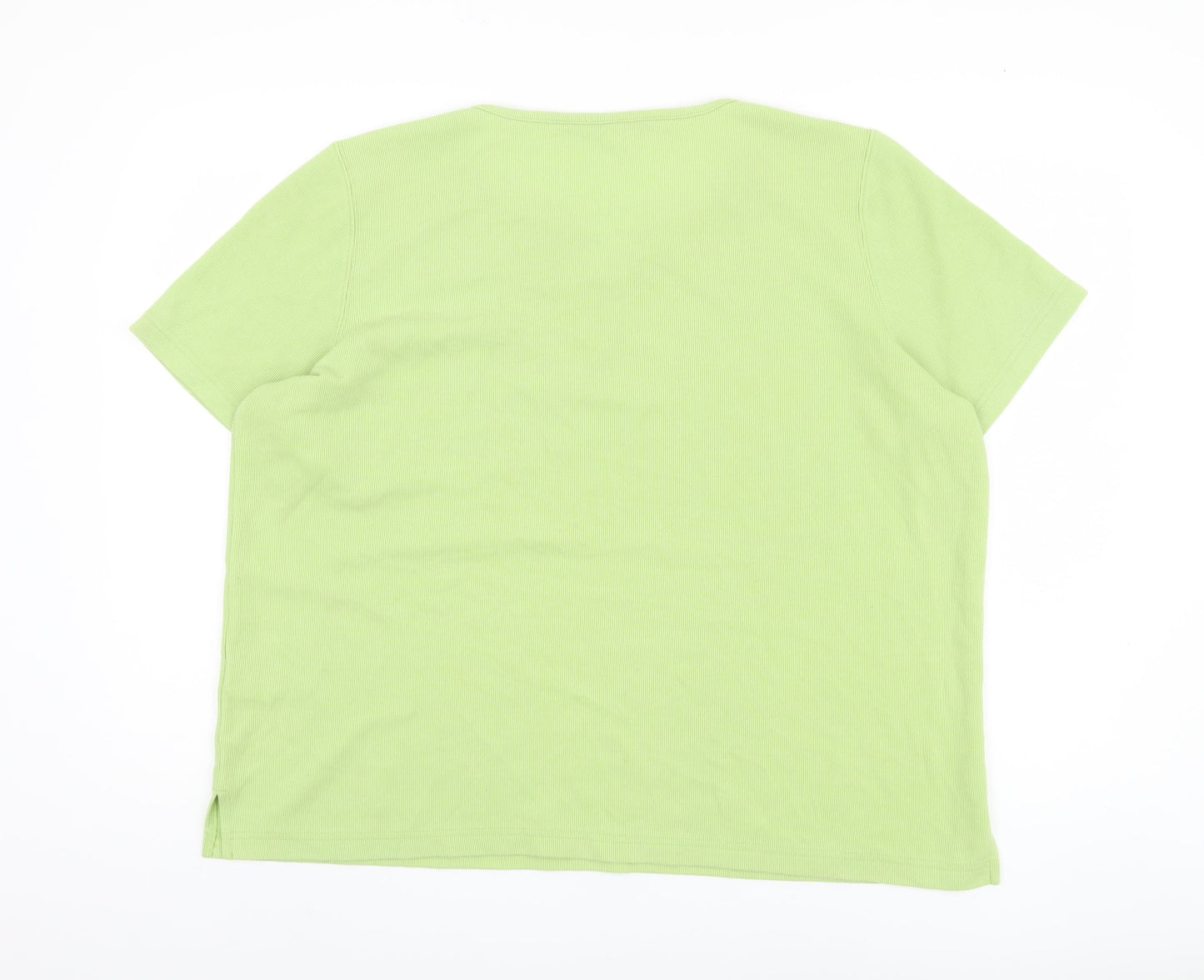 Bm collection Women's Green Embroidered T-Shirt - L