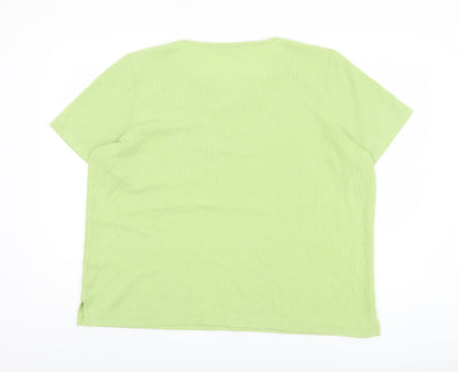 Bm collection Women's Green Embroidered T-Shirt - L