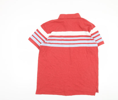 Gap Men's Red Striped Polo Shirt L Casual Cotton