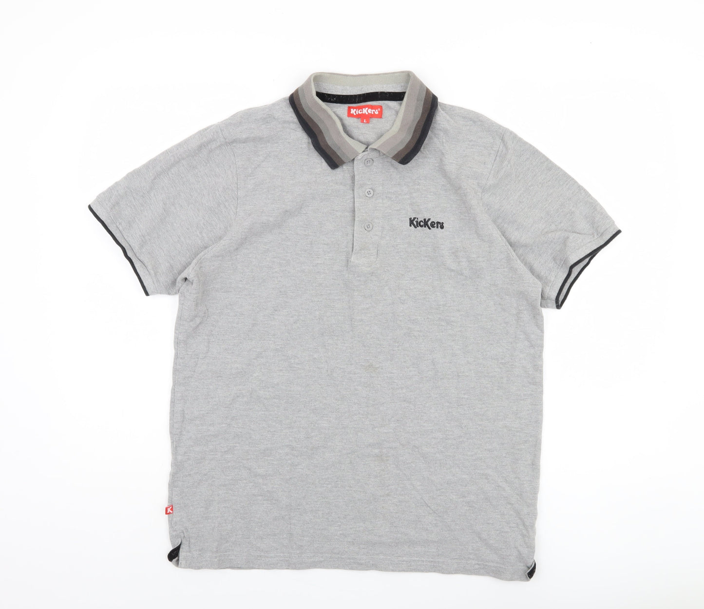 Kickers Men's Grey Polo Shirt L Short Sleeve Casual