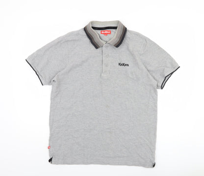 Kickers Men's Grey Polo Shirt L Short Sleeve Casual