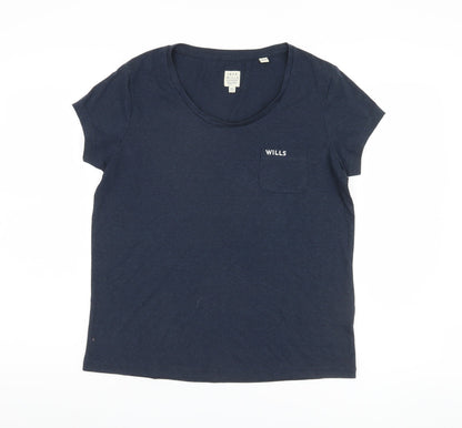 Jack Wills Women's Blue T-Shirt - Size 12, Easy Care