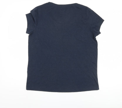 Jack Wills Women's Blue T-Shirt - Size 12, Easy Care