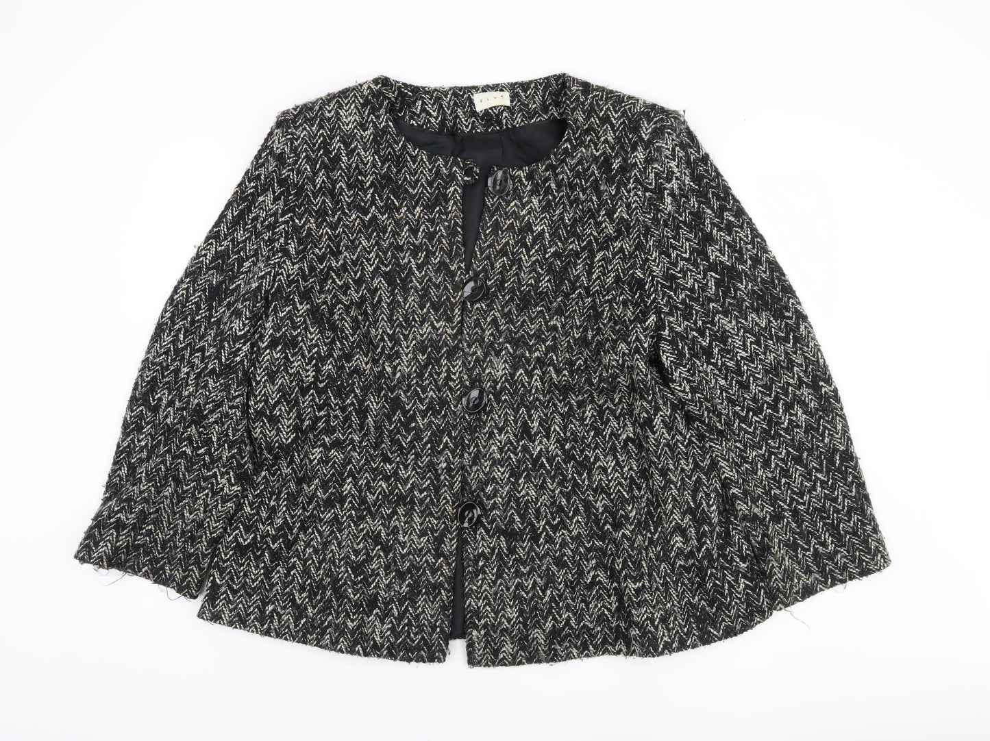 Elvi Women's Black Herringbone Coat, Size 24, Formal Wear