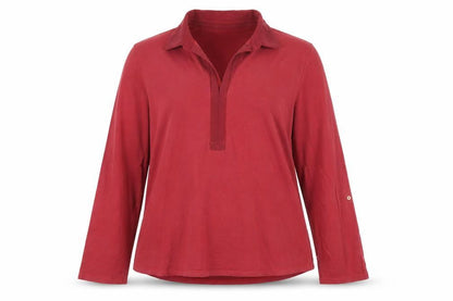 Womens UK Size M Lands' End Red  Button-Up