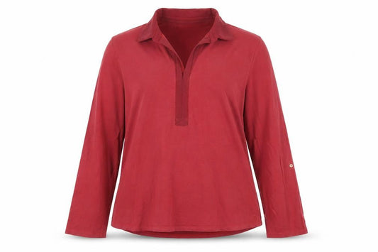 Womens UK Size M Lands' End Red  Button-Up