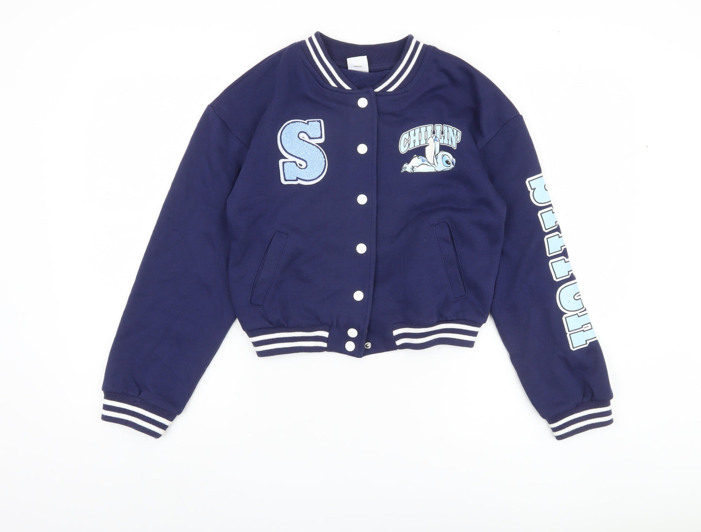 Disney Girls Blue Stitch Varsity Jacket 11-12 Years