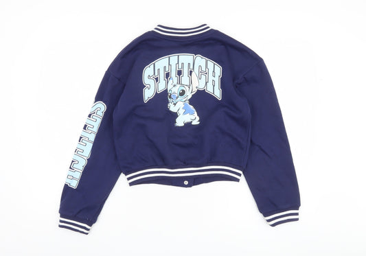 Disney Girls Blue Stitch Varsity Jacket 11-12 Years