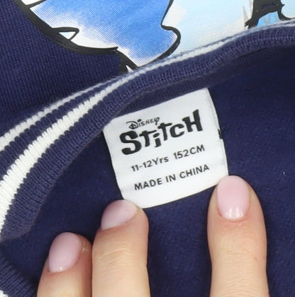 Disney Girls Blue Stitch Varsity Jacket 11-12 Years