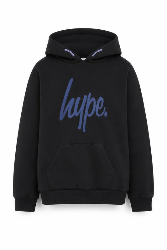 Hype Boys Black Pullover Hoodie Size 14 Years Logo Design