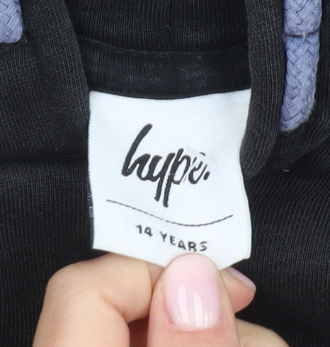 Hype Boys Black Pullover Hoodie Size 14 Years Logo Design
