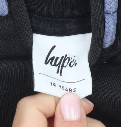 Hype Boys Black Pullover Hoodie Size 14 Years Logo Design