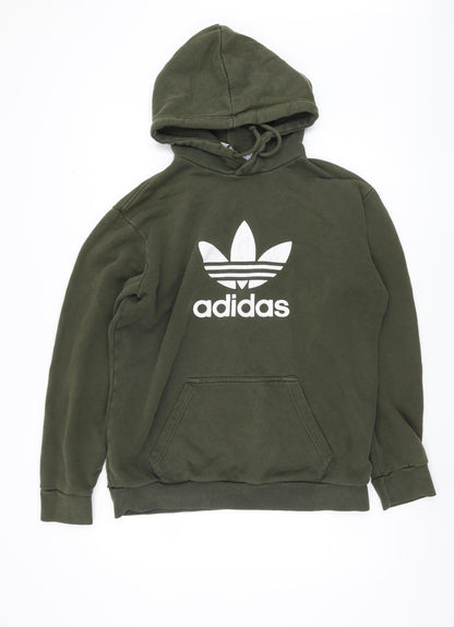 Adidas Men's Green Pullover Hoodie M Logo Graphic Print